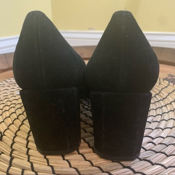 Stuart Weitzman || Black Suede Square Toe Block Heels 9.5 B - Picture 2 of 10